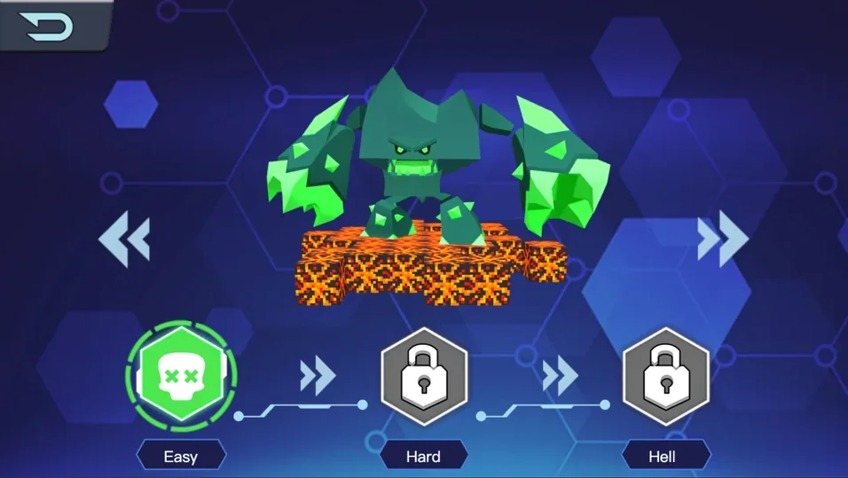 Pixel Sharpshooter difficulty selection with Easy Hard and Hell modes